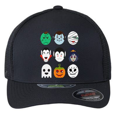 Halloween Emoticon Scary Spooky Gift Costume Flexfit Unipanel Trucker Cap