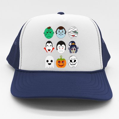 Halloween Emoticon Scary Spooky Gift Costume Trucker Hat