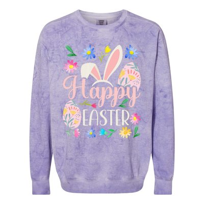 Happy Easter Sayings Egg Bunny Colorblast Crewneck Sweatshirt