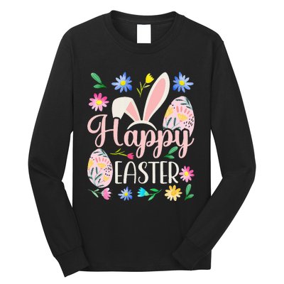 Happy Easter Sayings Egg Bunny Long Sleeve Shirt