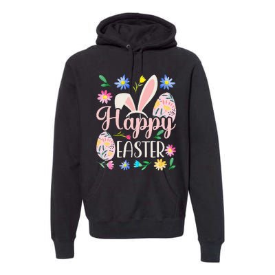 Happy Easter Sayings Egg Bunny Premium Hoodie