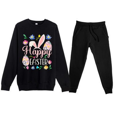 Happy Easter Sayings Egg Bunny Premium Crewneck Sweatsuit Set