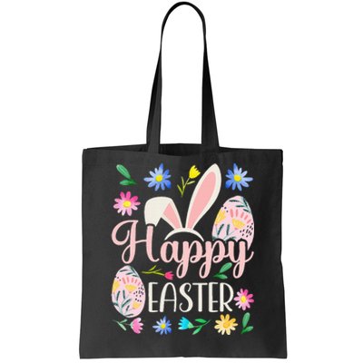 Happy Easter Sayings Egg Bunny Tote Bag