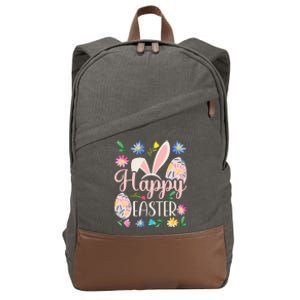 Happy Easter Sayings Egg Bunny Cotton Canvas Backpack