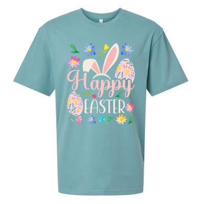 Happy Easter Sayings Egg Bunny Sueded Cloud Jersey T-Shirt