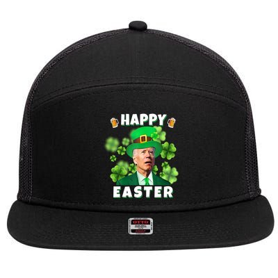 Happy Easter St Patrick's Day Confused Joe Biden Funny 7 Panel Mesh Trucker Snapback Hat