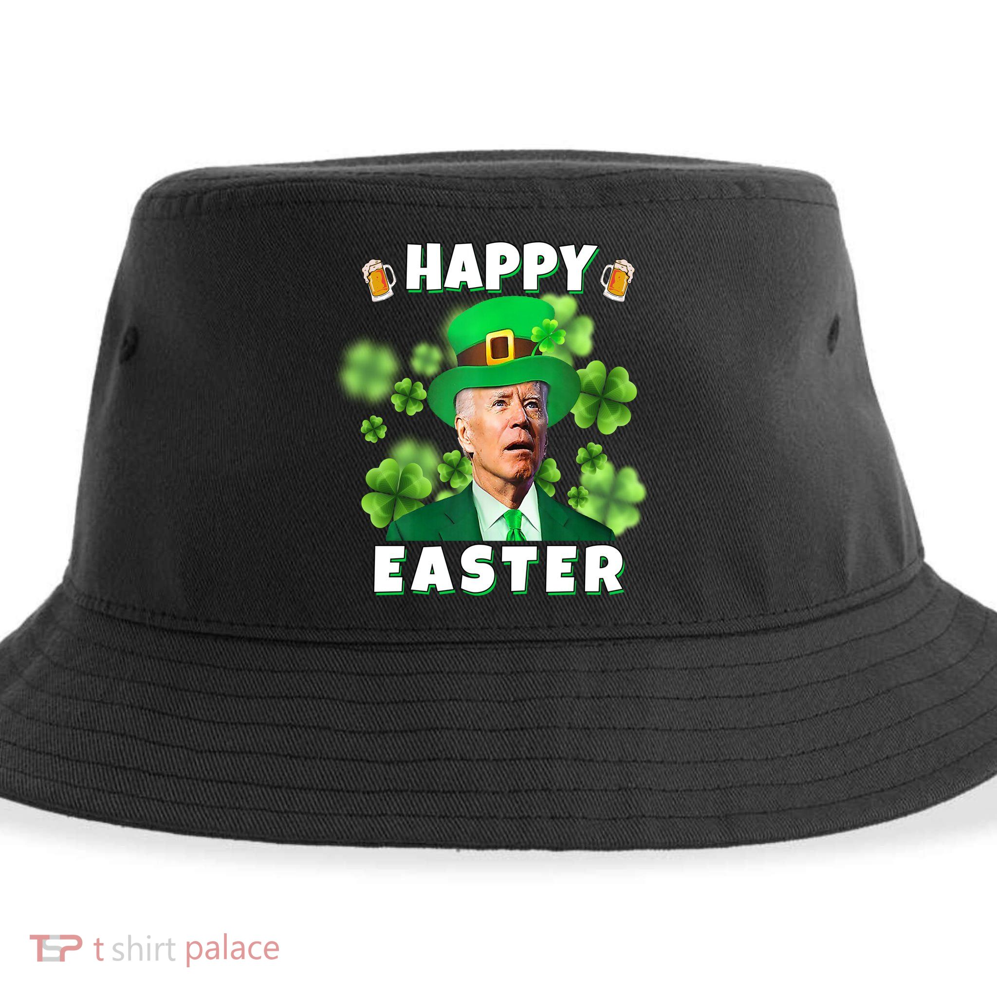 Happy Easter St Patrick's Day Confused Joe Biden Funny Sustainable Bucket Hat