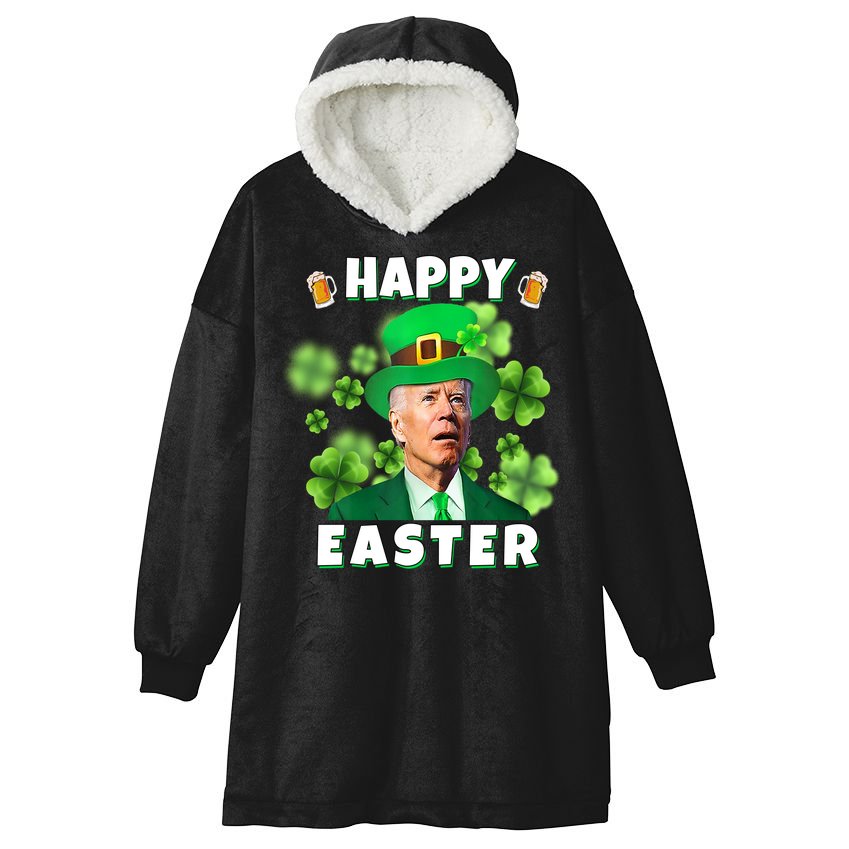Happy Easter St Patrick's Day Confused Joe Biden Funny Hooded Wearable Blanket