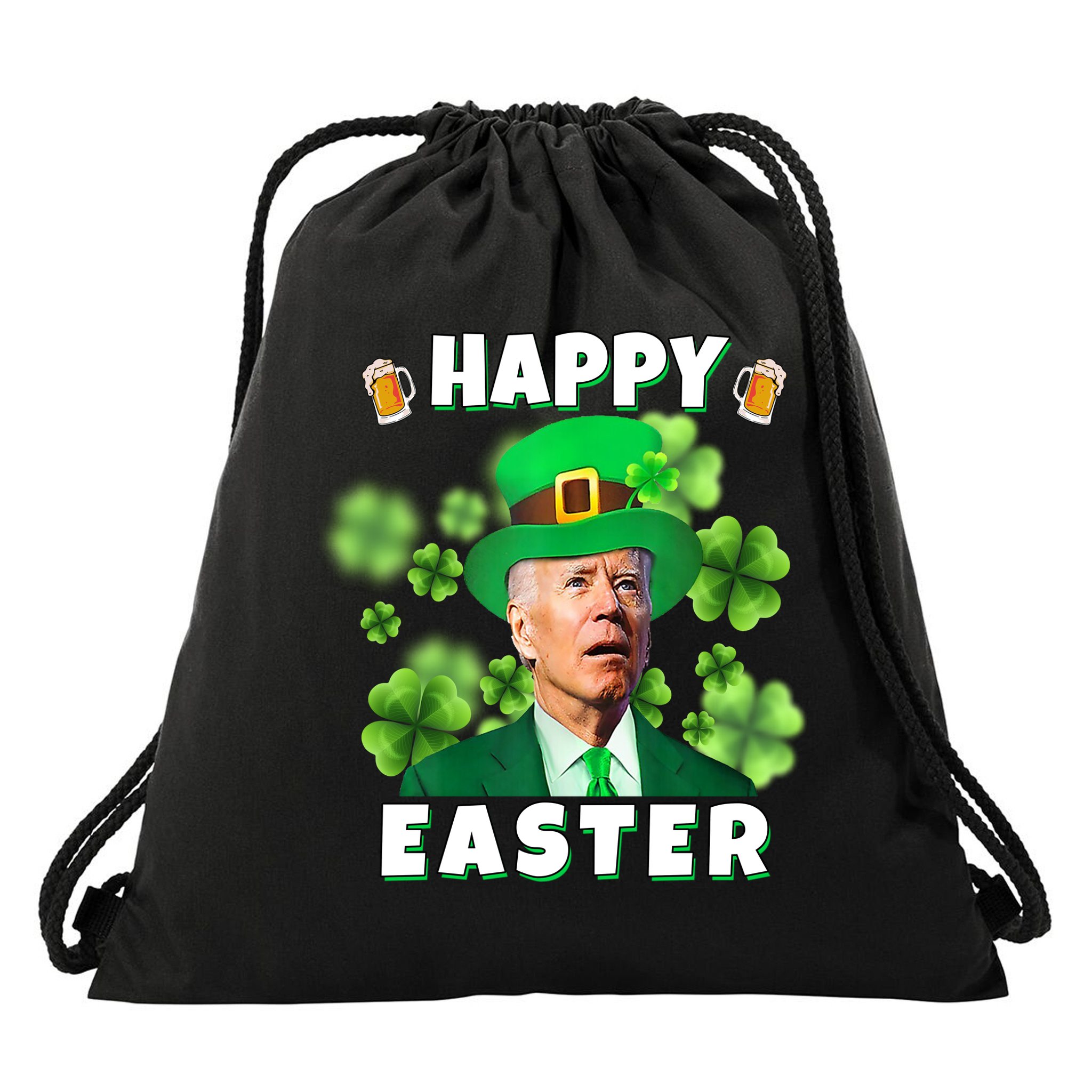 Happy Easter St Patrick's Day Confused Joe Biden Funny Drawstring Bag