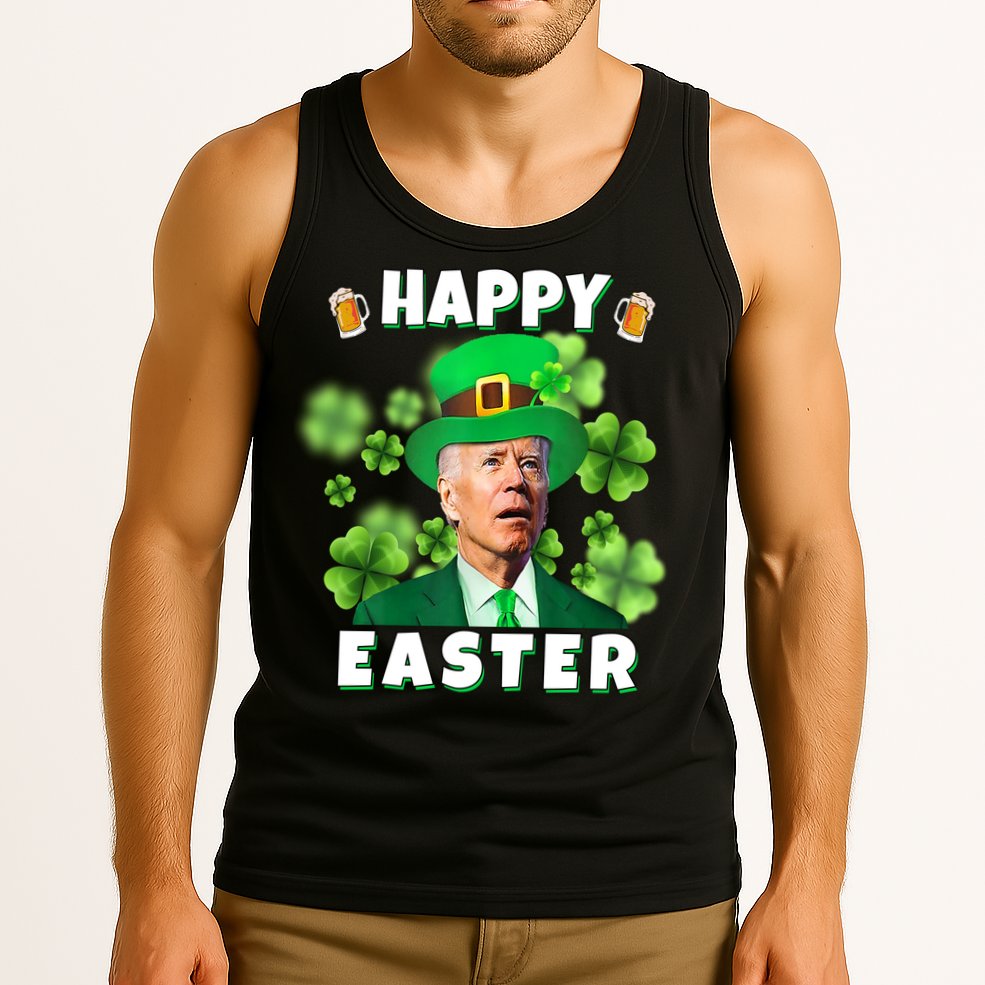 Happy Easter St Patrick's Day Confused Joe Biden Funny Tank Top