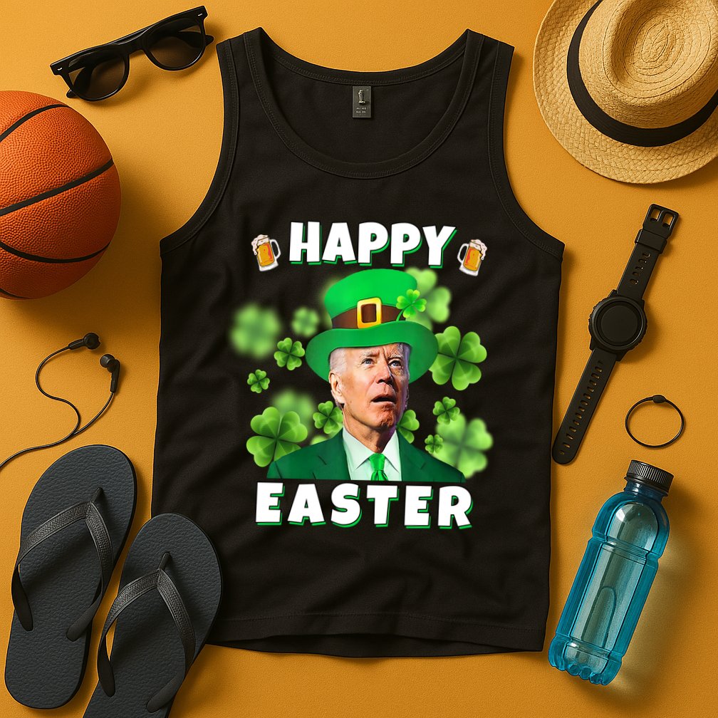 Happy Easter St Patrick's Day Confused Joe Biden Funny Tank Top