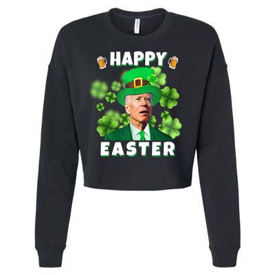 Happy Easter St Patrick's Day Confused Joe Biden Funny Cropped Pullover Crew