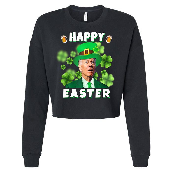 Happy Easter St Patrick's Day Confused Joe Biden Funny Cropped Pullover Crew