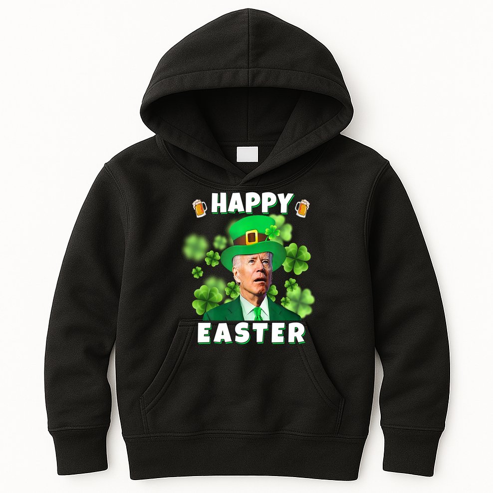 Happy Easter St Patrick's Day Confused Joe Biden Funny Kids Hoodie