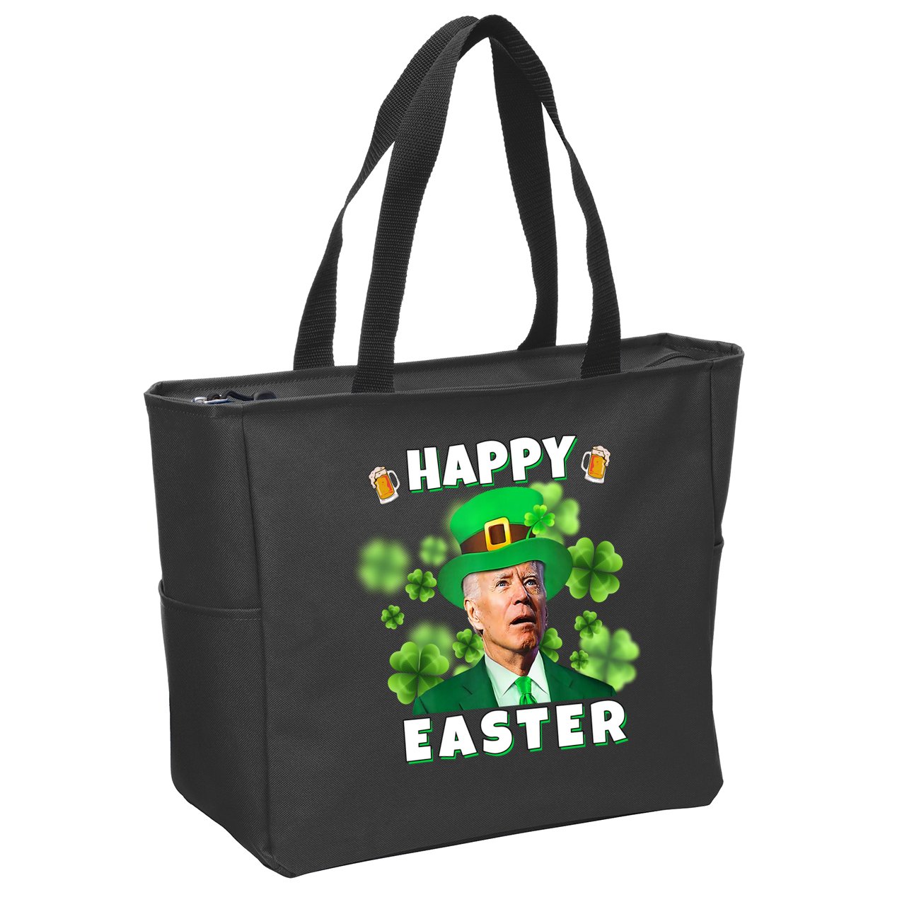 Happy Easter St Patrick's Day Confused Joe Biden Funny Zip Tote Bag