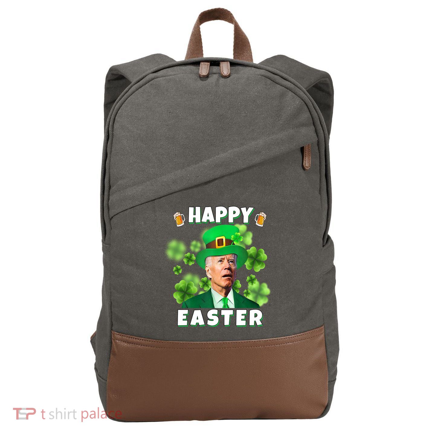 Happy Easter St Patrick's Day Confused Joe Biden Funny Cotton Canvas Backpack