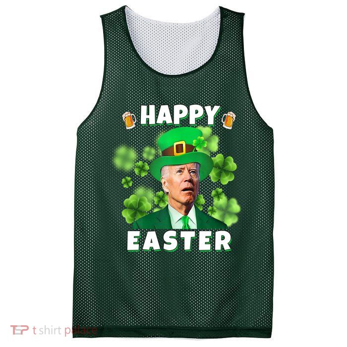 Happy Easter St Patrick's Day Confused Joe Biden Funny Mesh Reversible Basketball Jersey Tank