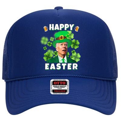 Happy Easter St Patrick's Day Confused Joe Biden Funny High Crown Mesh Back Trucker Hat