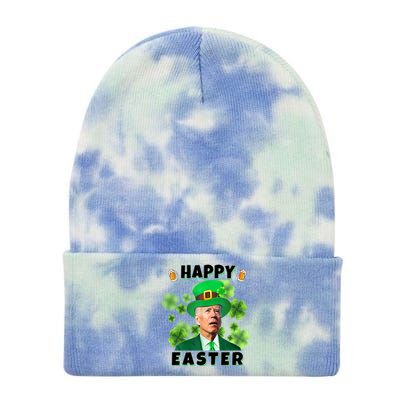 Happy Easter St Patrick's Day Confused Joe Biden Funny Tie Dye 12in Knit Beanie