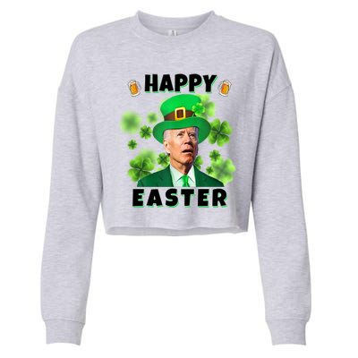 Happy Easter St Patrick's Day Confused Joe Biden Funny Cropped Pullover Crew