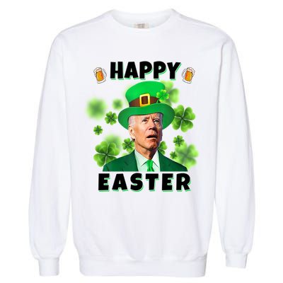 Happy Easter St Patrick's Day Confused Joe Biden Funny Garment-Dyed Sweatshirt