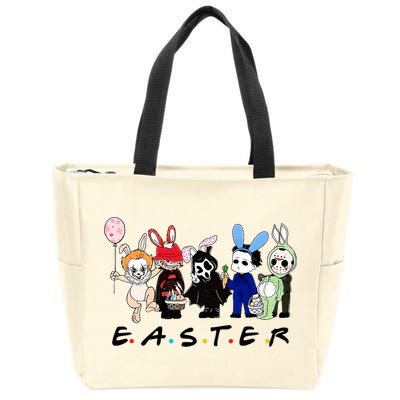 Happy Easter Scary Horror Easter Movie Bunny Hunting Eggs Zip Tote Bag