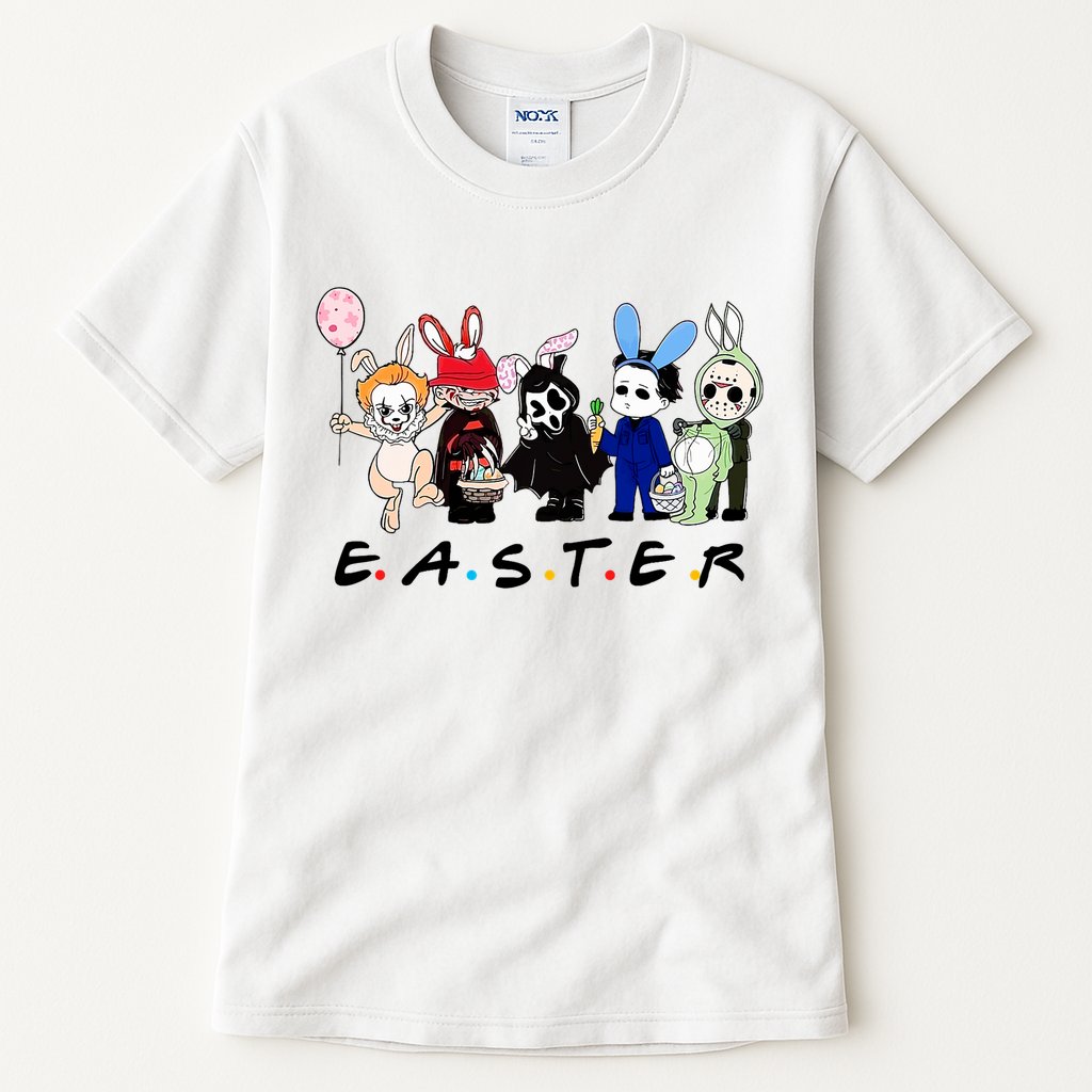 Happy Easter Scary Horror Easter Movie Bunny Hunting Eggs Tall T-Shirt