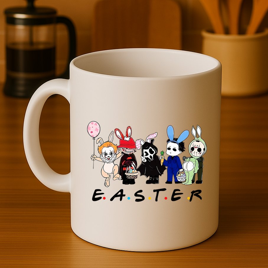 Happy Easter Scary Horror Easter Movie Bunny Hunting Eggs Mug