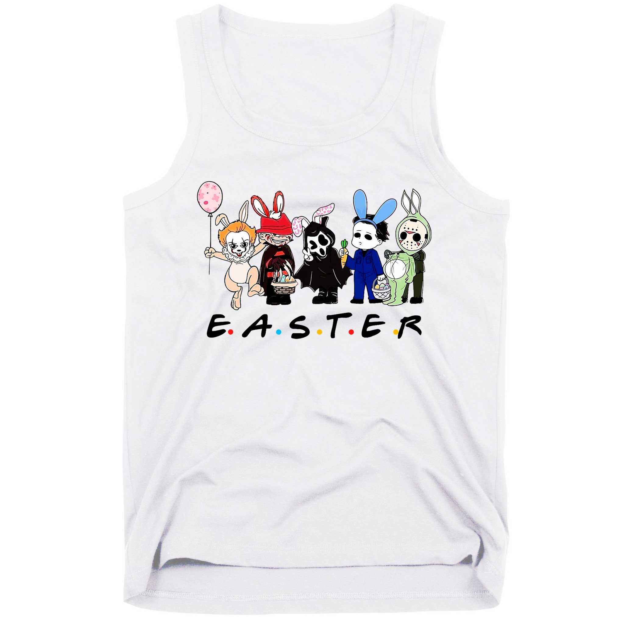Happy Easter Scary Horror Easter Movie Bunny Hunting Eggs Tank Top