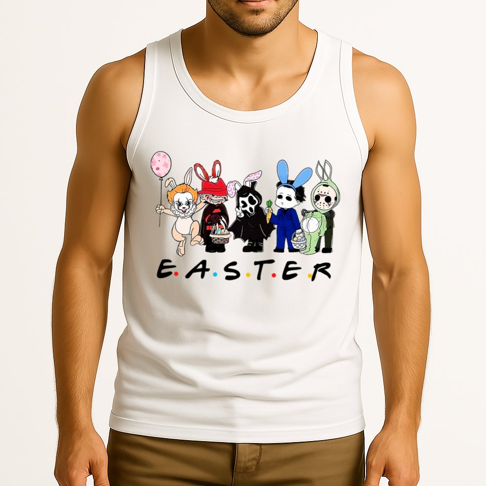 Happy Easter Scary Horror Easter Movie Bunny Hunting Eggs Tank Top