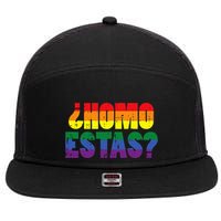 Homo Estas Spanish Mexican Funny Pride Ally Month 7 Panel Mesh Trucker Snapback Hat