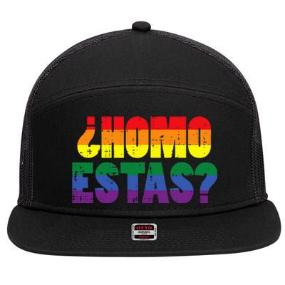 Homo Estas Spanish Mexican Funny Pride Ally Month 7 Panel Mesh Trucker Snapback Hat