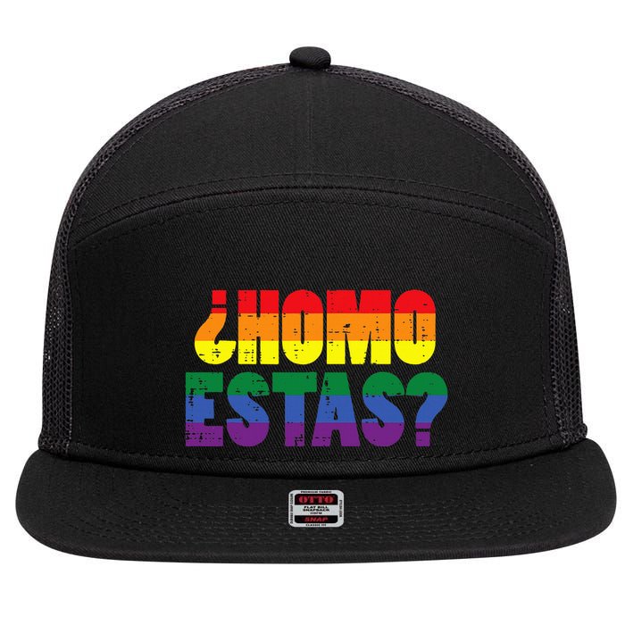 Homo Estas Spanish Mexican Funny Pride Ally Month 7 Panel Mesh Trucker Snapback Hat