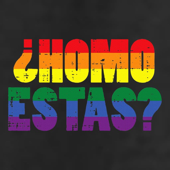 Homo Estas Spanish Mexican Funny Pride Ally Month 7 Panel Mesh Trucker Snapback Hat