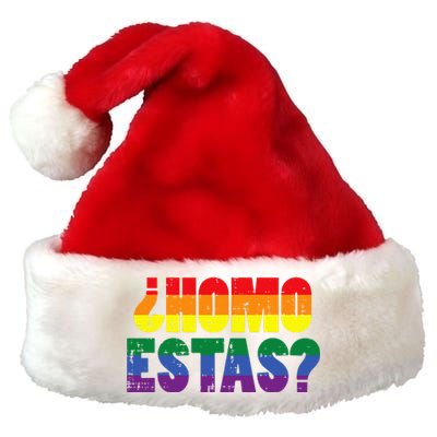 Homo Estas Spanish Mexican Funny Pride Ally Month Premium Christmas Santa Hat