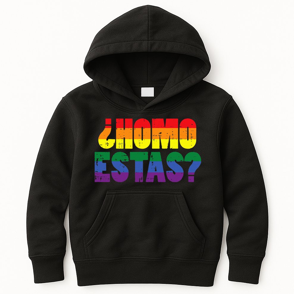 Homo Estas Spanish Mexican Funny Pride Ally Lgbt Month Kids Hoodie