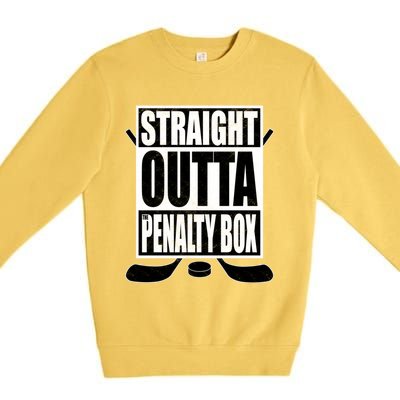 Hockey EnthusiastS Straight Outta The Penaltybox Design Funny Gift Premium Crewneck Sweatshirt