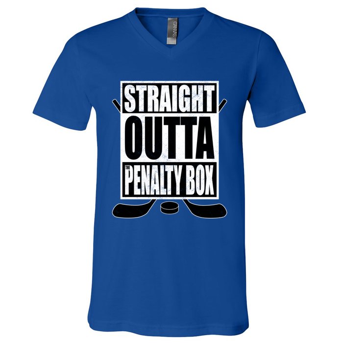 Hockey EnthusiastS Straight Outta The Penaltybox Design Funny Gift V-Neck T-Shirt