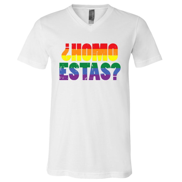 Homo Estas Spanish Mexican Funny Pride Ally Month V-Neck T-Shirt