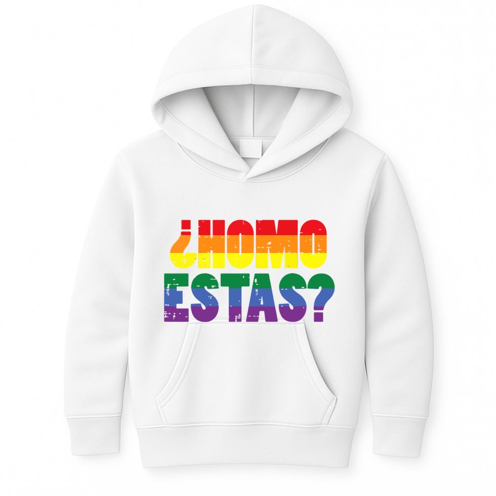 Homo Estas Spanish Mexican Funny Pride Ally Month Kids Hoodie