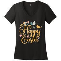 Happy Easter Sayings Egg Bunny Women's V-Neck T-Shirt