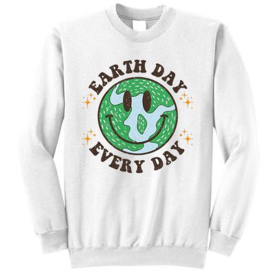 Hippie Earth Smile Face Retro Groovy Earth Day Everyday Sweatshirt