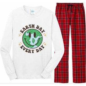 Hippie Earth Smile Face Retro Groovy Earth Day Everyday Long Sleeve Pajama Set