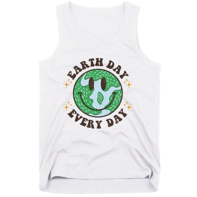 Hippie Earth Smile Face Retro Groovy Earth Day Everyday Tank Top