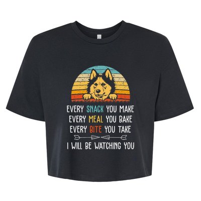 Husky Every Snack You Make Every Meal You Bake Husky Bella+Canvas Jersey Crop Tee