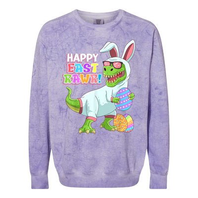 Happy Eastrawr T Rex Easter Bunny Dinosaur Eggs Boys Kids Colorblast Crewneck Sweatshirt