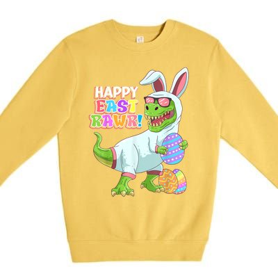 Happy Eastrawr T Rex Easter Bunny Dinosaur Eggs Boys Kids Premium Crewneck Sweatshirt