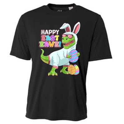 Happy Eastrawr T Rex Easter Bunny Dinosaur Eggs Boys Kids Cooling Performance Crew T-Shirt