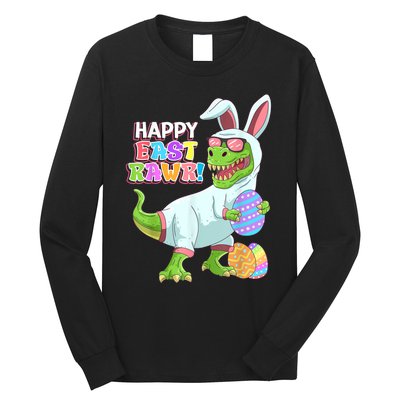 Happy Eastrawr T Rex Easter Bunny Dinosaur Eggs Boys Kids Long Sleeve Shirt