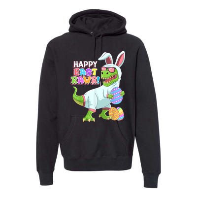 Happy Eastrawr T Rex Easter Bunny Dinosaur Eggs Boys Kids Premium Hoodie